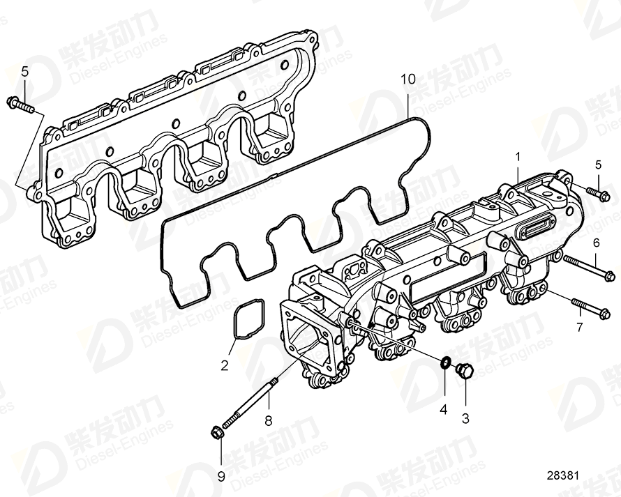 VOLVO Inlet manifold 22713426 Drawing